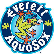 Everett Aquasox logo - green frog in dark blue circle
